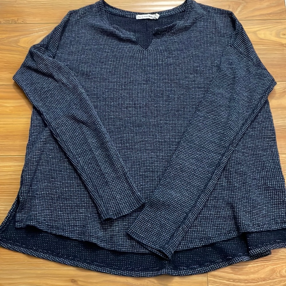 Rag & Bone/Jean Sierra Long-Sleeve Waffle Tee, Indigo